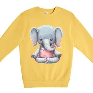 Yoga Cute Elephant Meditation Fitness Gift Premium Crewneck Sweatshirt