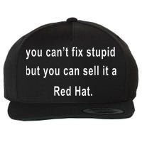 You CanT Fix Stupid But You Can Sell It A Red Hat Funny Wool Snapback Cap