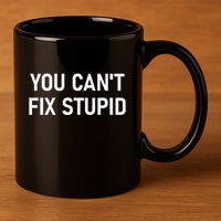 You CanT Fix Stupid Funny Sarcastic Jokes Family 11oz C Handle Ceramic Mug