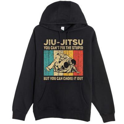 You Can't Fix The Stupid Fun Vintage Jiu Jitsu Premium Pullover Hoodie