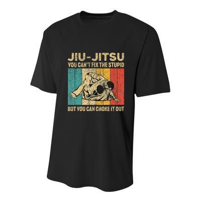 You Can't Fix The Stupid Fun Vintage Jiu Jitsu Youth Performance Sprint T-Shirt