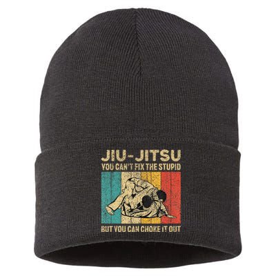 You Can't Fix The Stupid Fun Vintage Jiu Jitsu Sustainable Knit Beanie