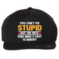 You CanT Fix Stupid But The Hats Sure Make It Easy Wool Snapback Cap