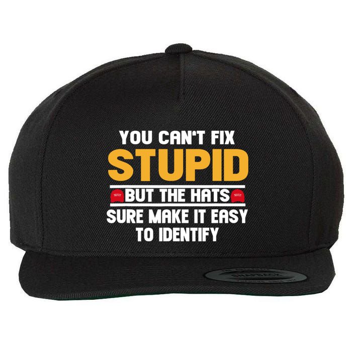 You CanT Fix Stupid But The Hats Sure Make It Easy Wool Snapback Cap