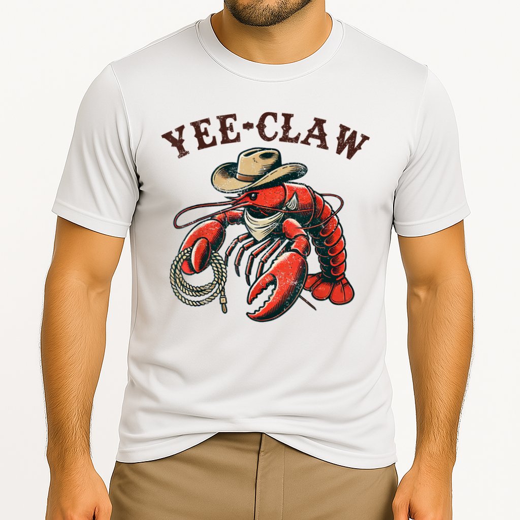 Yee Claw! Funny Crawfish Cajun Sea Festival Cooling Performance Crew T-Shirt