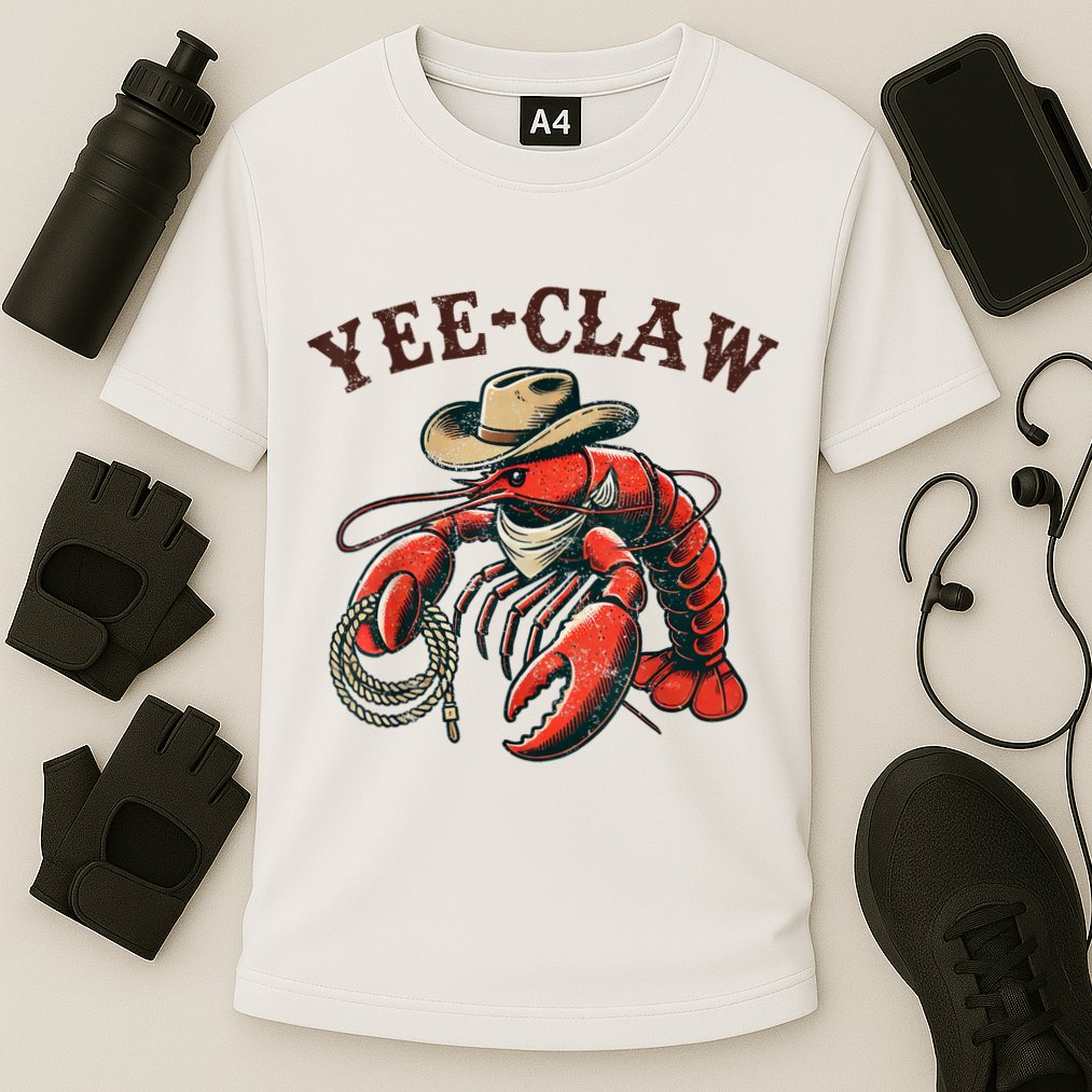 Yee Claw! Funny Crawfish Cajun Sea Festival Cooling Performance Crew T-Shirt