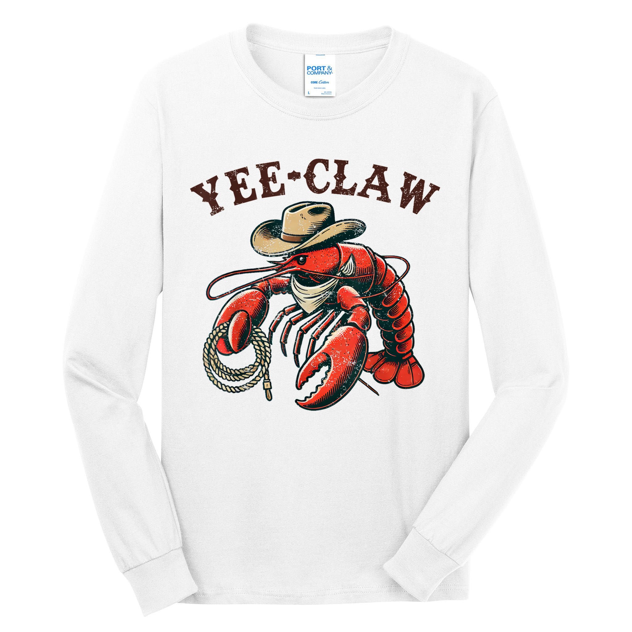 Yee Claw! Funny Crawfish Cajun Sea Festival Tall Long Sleeve T-Shirt