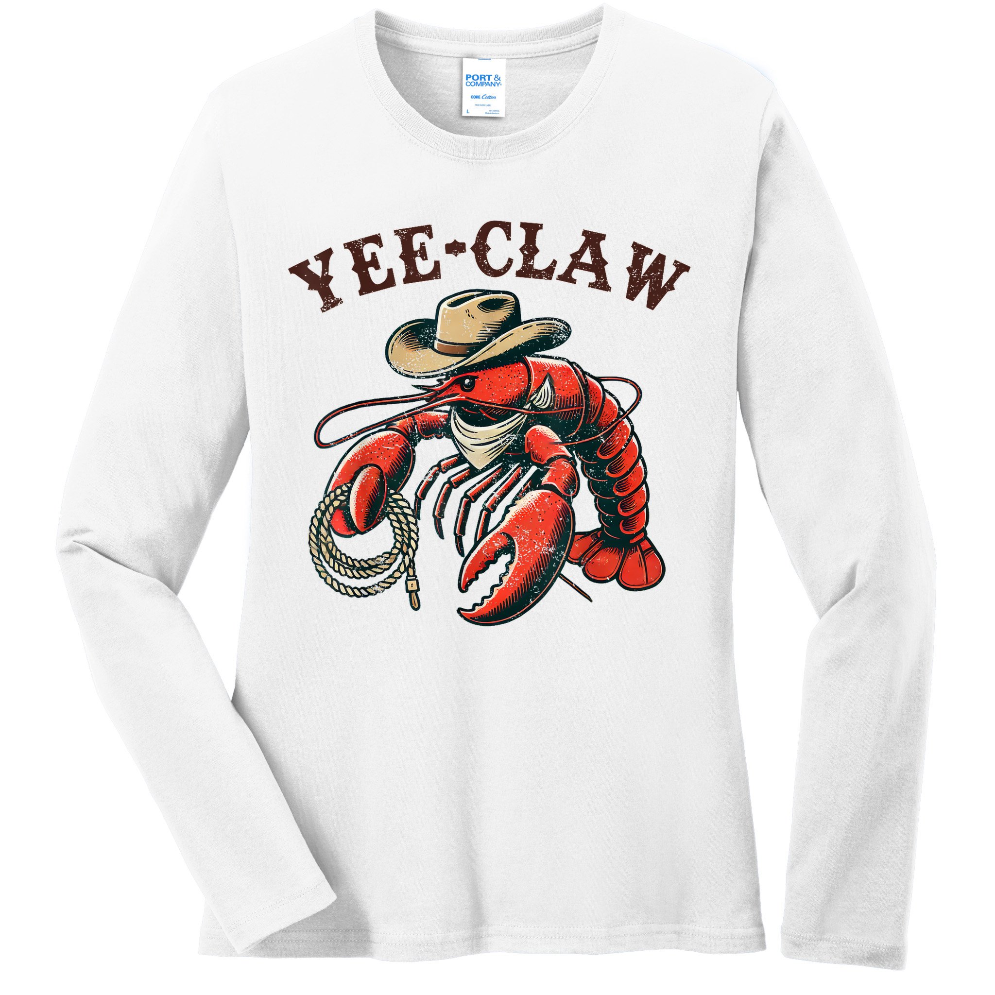 Yee Claw! Funny Crawfish Cajun Sea Festival Ladies Long Sleeve Shirt