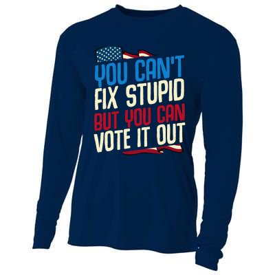 You Cant Fix Stupid But You Can Vote It Out Anti Trump Gift Cooling Performance Long Sleeve Crew