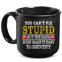 You Can't Fix Stupid But The Hats Sure Make It Easy To Identify Funny 15oz Campfire Ceramic Mug