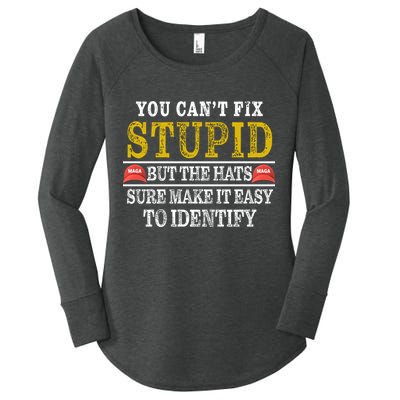 You Can't Fix Stupid But The Hats Sure Make It Easy To Identify Funny Women's Perfect Tri Tunic Long Sleeve Shirt