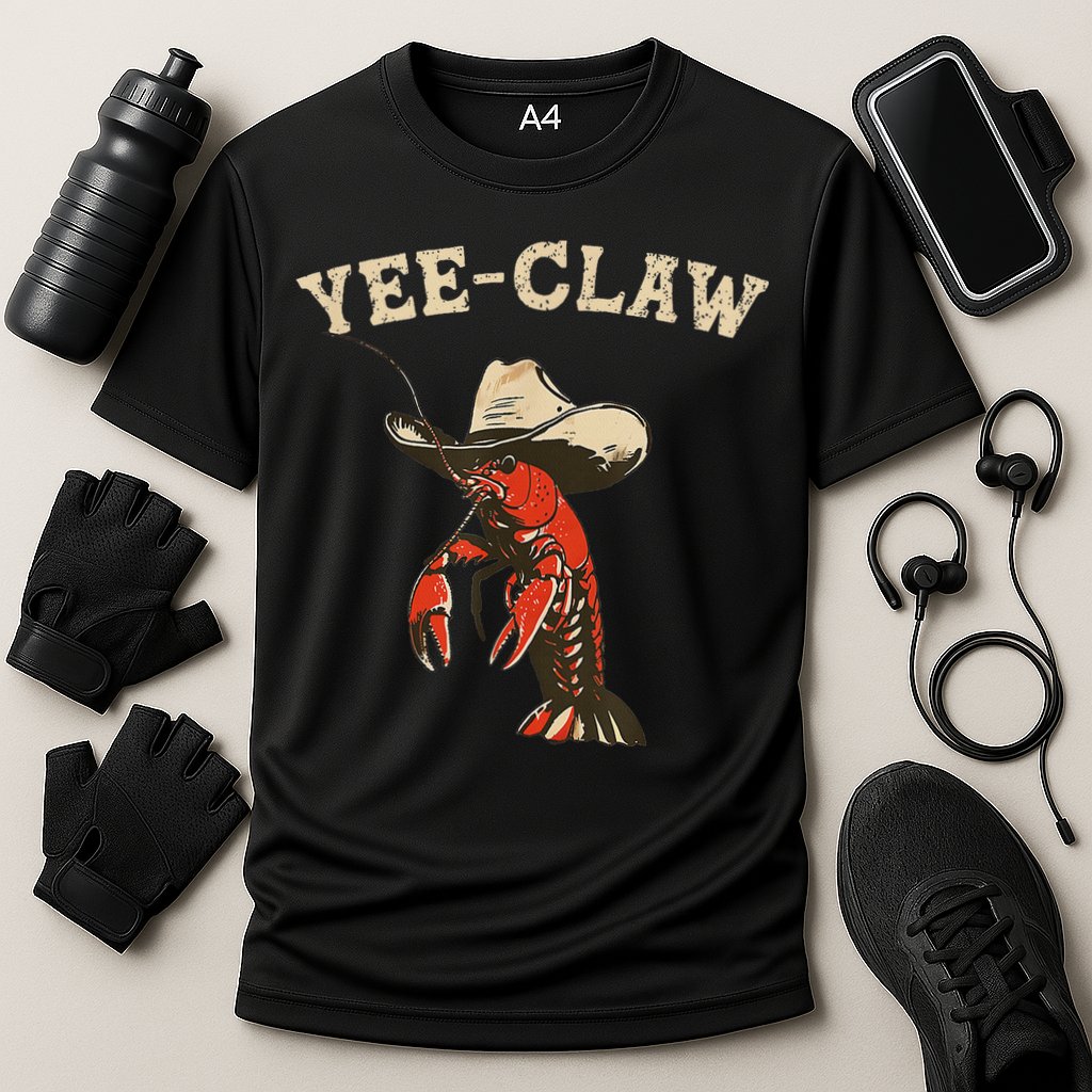Yee Claw! Funny Crawfish Cajun Seafood Festival Cooling Performance Crew T-Shirt