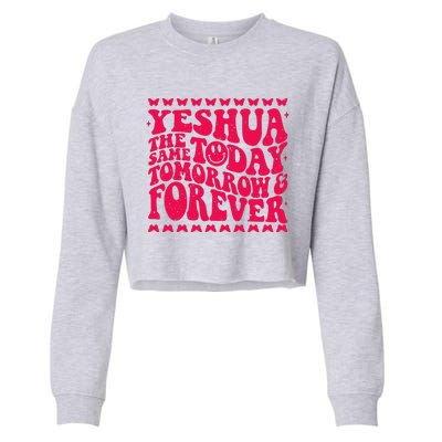 Yeshua Christian Fall Season Bible Verse Groovy Butterfly Cropped Pullover Crew