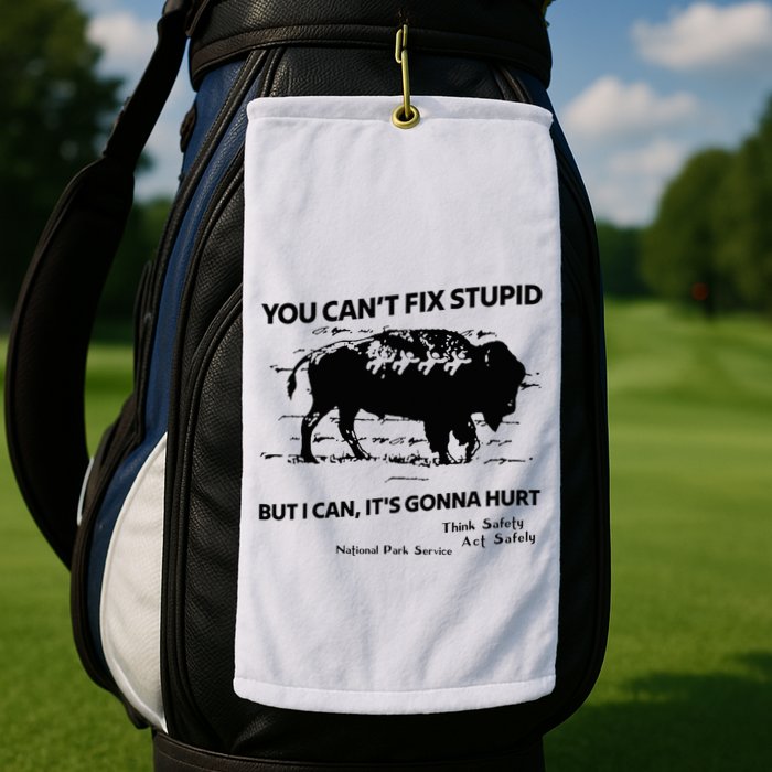 You Can’T Fix Stupid But I Can ItS Gonna Hurt Funny Quote Golf Towel