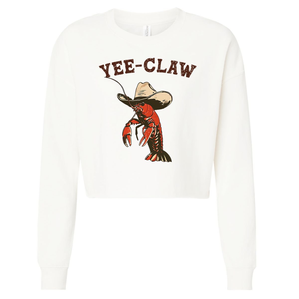 Yee Claw! Funny Crawfish Cajun Seafood Festival Cropped Pullover Crew