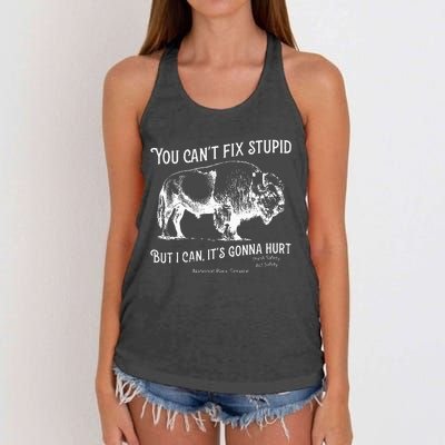 You CanT Fix Stupid But I Can ItS Gonna Hurt Think Safety Women's Knotted Racerback Tank