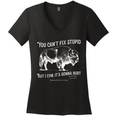 You CanT Fix Stupid But I Can ItS Gonna Hurt Think Safety Women's V-Neck T-Shirt