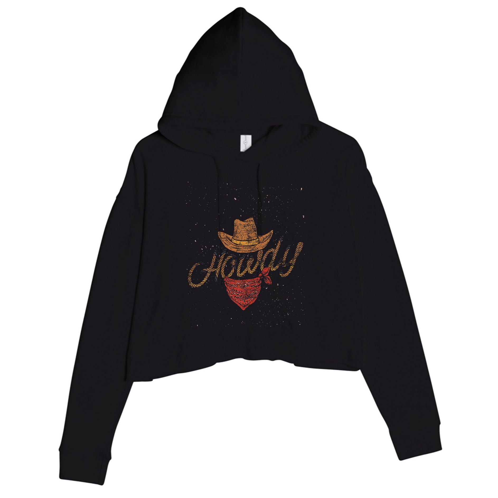 Yeehaw Cowboy Gifts Texas Rodeo Bull 's Western Black Crop Fleece Hoodie