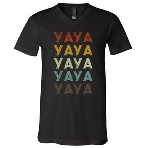 Yaya Cute Grandma Gift Grandmother V-Neck T-Shirt