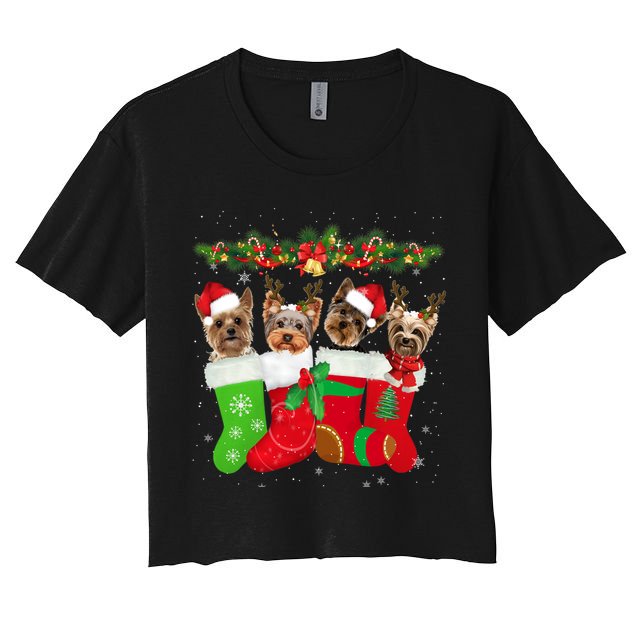 Yorkie Christmas Gift Stocking Dog Lover Xmas Gift Crop Top
