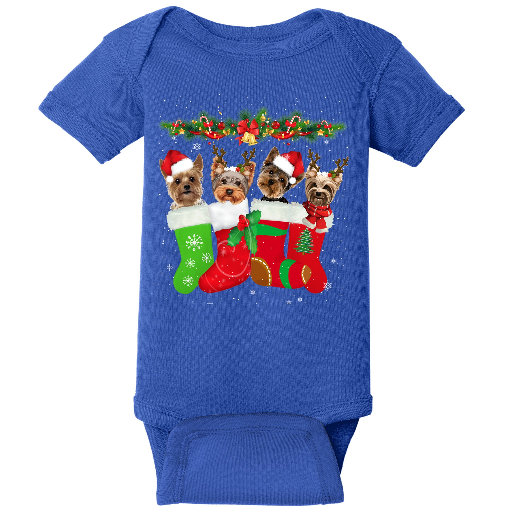 Yorkie Christmas Gift Stocking Dog Lover Xmas Gift Baby Bodysuit