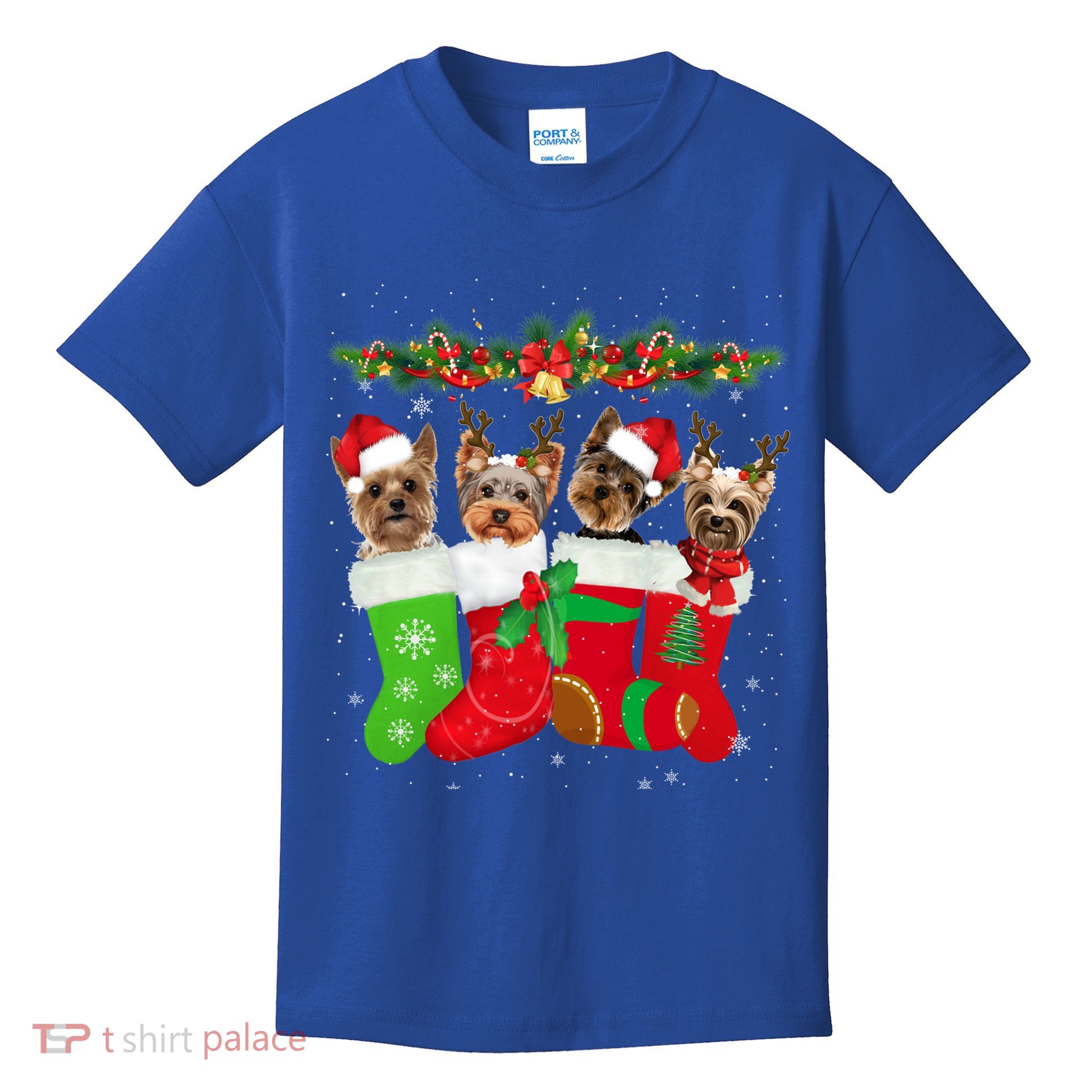 Yorkie Christmas Gift Stocking Dog Lover Xmas Gift Kids T-Shirt