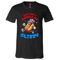 You CanT Handle My Glizzy 4th Of July Hotdog Eating V-Neck T-Shirt