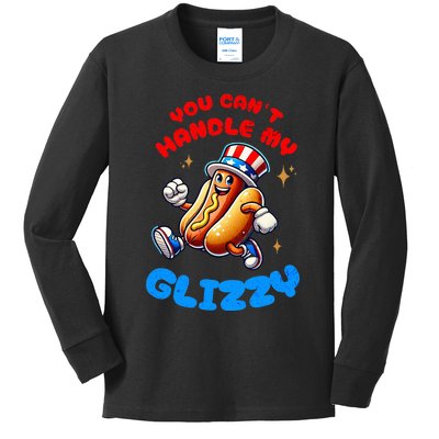 You CanT Handle My Glizzy 4th Of July Hotdog Eating Kids Long Sleeve Shirt