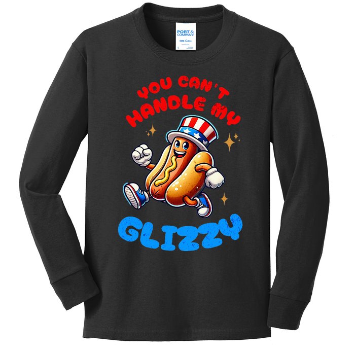 You CanT Handle My Glizzy 4th Of July Hotdog Eating Kids Long Sleeve Shirt