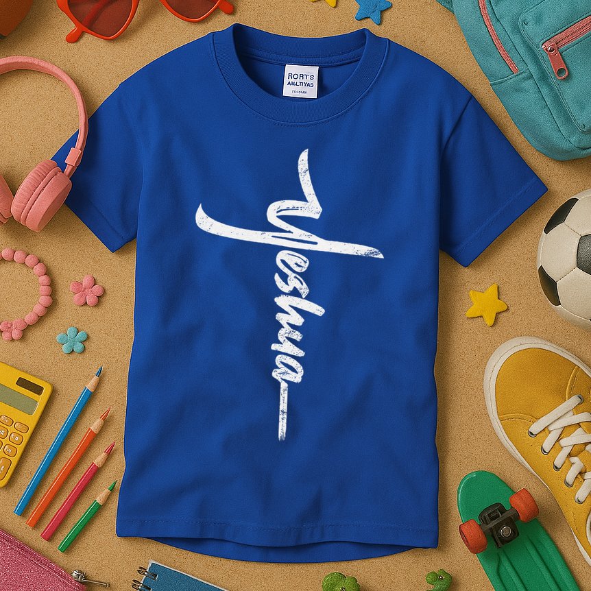 Yeshua Cross Hebrew Name Of Jesus Christian Worship Kids T-Shirt