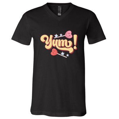 Yum Canđy Heart Gift For Valentine Day V-Neck T-Shirt