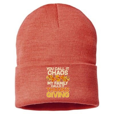 You Call It Chaos My Family Calls It Thanksgiving Sustainable Knit Beanie