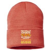 You Call It Chaos My Family Calls It Thanksgiving Sustainable Knit Beanie