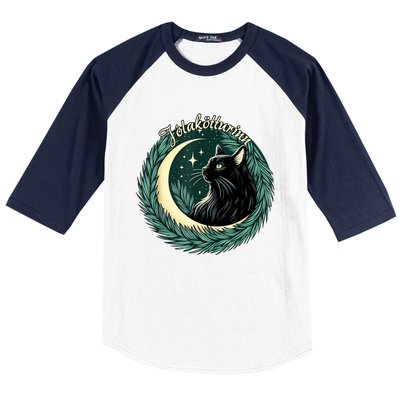 Yule Cat Jolakotturinn Icelandic Christmas Cat Love Feline Baseball Sleeve Shirt