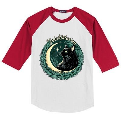 Yule Cat Jolakotturinn Icelandic Christmas Cat Love Feline Kids Colorblock Raglan Jersey