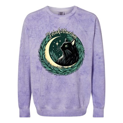 Yule Cat Jolakotturinn Icelandic Christmas Cat Love Feline  Colorblast Crewneck Sweatshirt