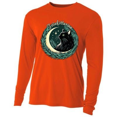 Yule Cat Jolakotturinn Icelandic Christmas Cat Love Feline  Cooling Performance Long Sleeve Crew