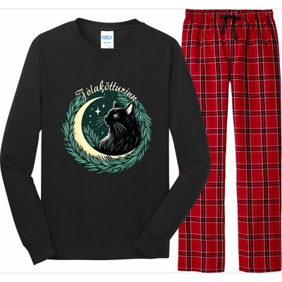 Yule Cat Jolakotturinn Icelandic Christmas Cat Love Feline  Long Sleeve Pajama Set