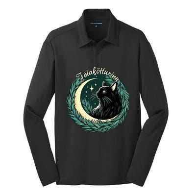 Yule Cat Jolakotturinn Icelandic Christmas Cat Love Feline  Silk Touch Performance Long Sleeve Polo