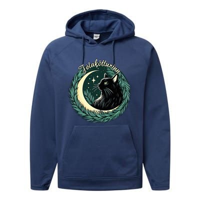 Yule Cat Jolakotturinn Icelandic Christmas Cat Love Feline  Performance Fleece Hoodie