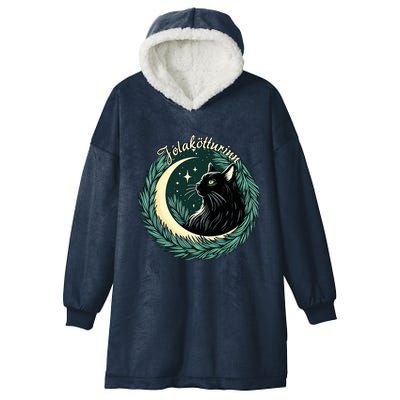 Yule Cat Jolakotturinn Icelandic Christmas Cat Love Feline  Hooded Wearable Blanket