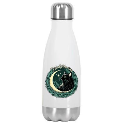 Yule Cat Jolakotturinn Icelandic Christmas Cat Love Feline  Stainless Steel Insulated Water Bottle