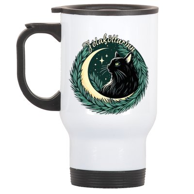 Yule Cat Jolakotturinn Icelandic Christmas Cat Love Feline  Stainless Steel Travel Mug