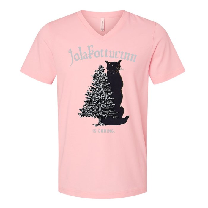 Yule Cat Jolakotturinn Icelandic Christmas Cat V-Neck T-Shirt