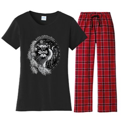 Yule Cat Jolakotturinn Icelandic Christmas Cat Women's Flannel Pajama Set