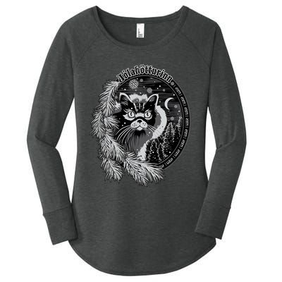 Yule Cat Jolakotturinn Icelandic Christmas Cat Women's Perfect Tri Tunic Long Sleeve Shirt