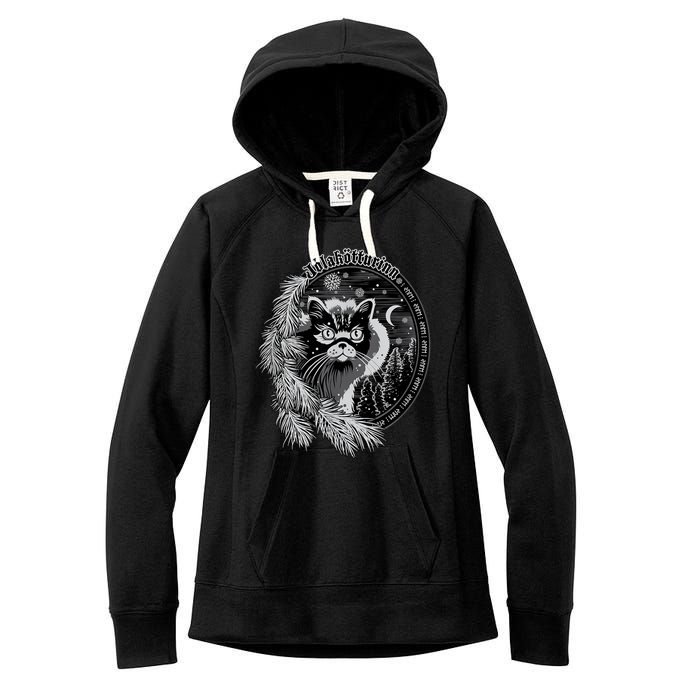 Yule Cat Jolakotturinn Icelandic Christmas Cat Women's Fleece Hoodie