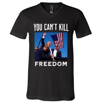 You CanT Kill Freedom Trump Shot V-Neck T-Shirt