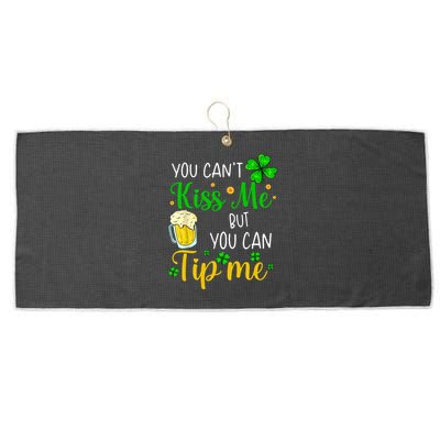 You Can't Kiss Me But You Can Tip Me St Patrick's Day Large Microfiber Waffle Golf Towel