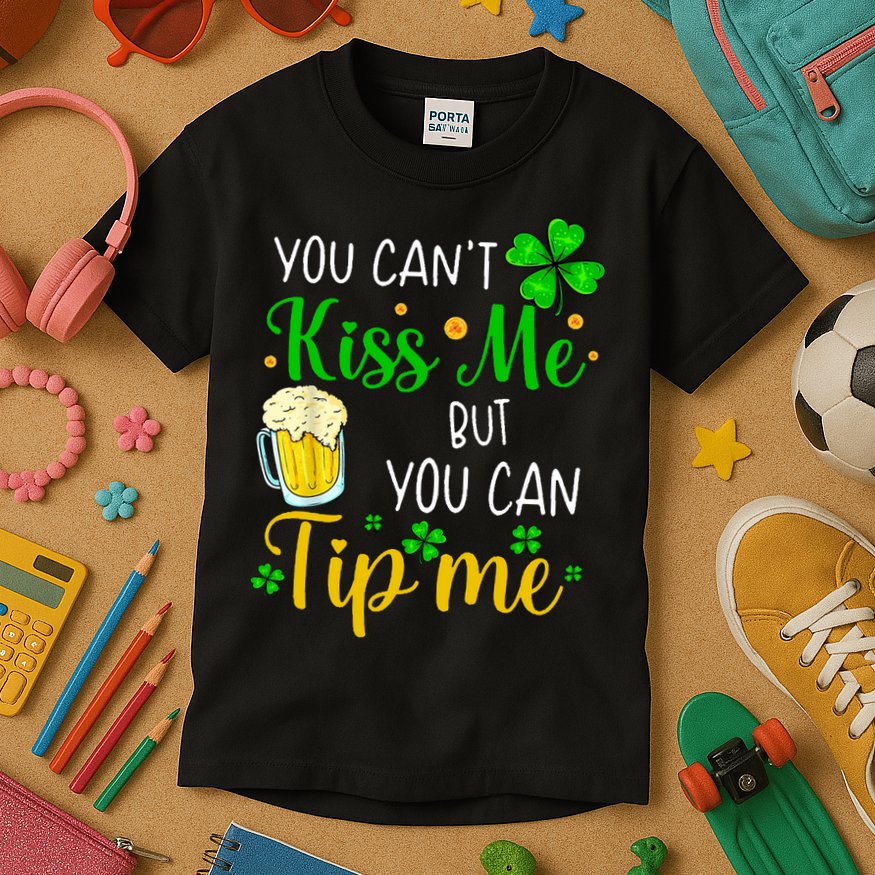 You Can't Kiss Me But You Can Tip Me St Patrick's Day Kids T-Shirt